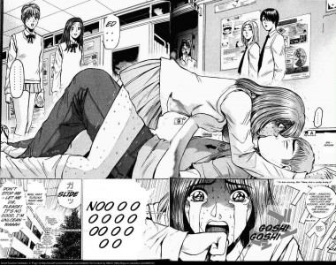 GTO Onizuka couché à terre en train de peloter une lycéenne