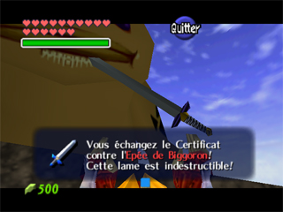 The Legend of Zelda Ocarina of Time Link reçoit l'épée de Biggoron
