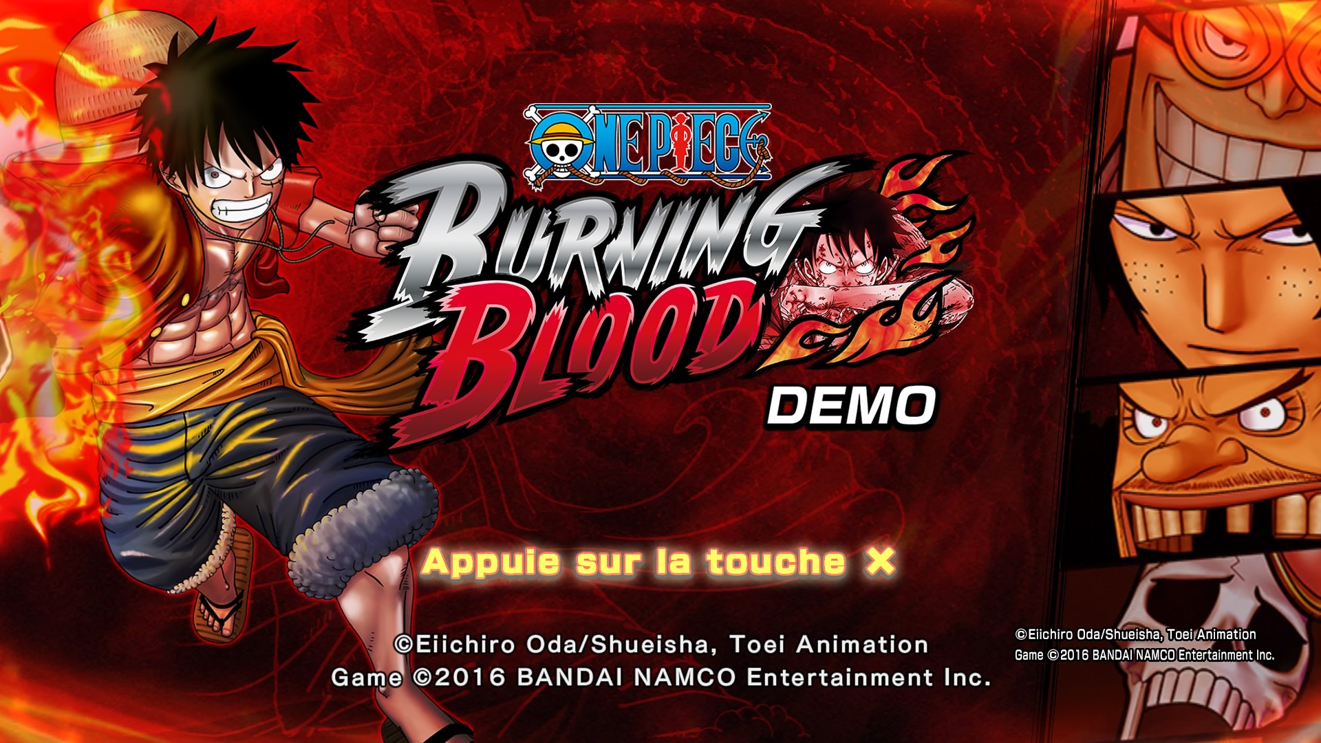 One Piece Burning Blood Démo écran titre