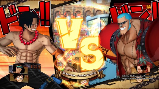 One Piece Burning Blood Démo écran de chargement Ace versus Franky