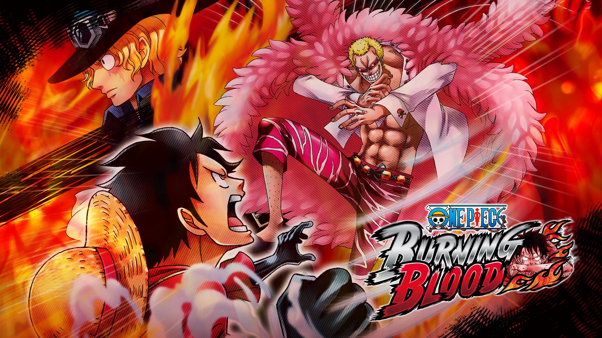 One Piece Burning Blood écran de chargement Luffy contre Doflamingo