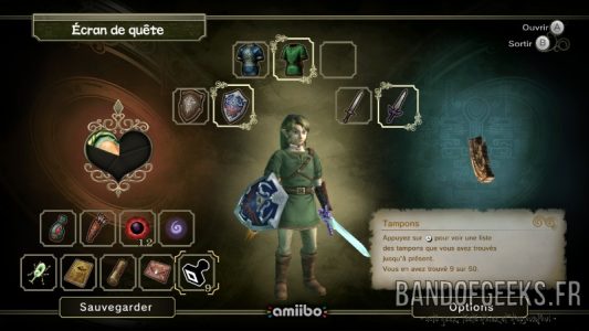 The Legend of Zelda - Twilight Princess HD écran de l'inventaire