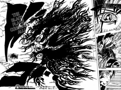 Naruto Itachi lance Amaterasu sur Sasuke