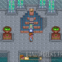Secret of Mana le héros et l'oracle devant la fontaine