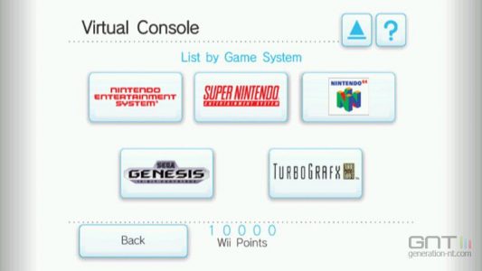 Wii consoles de la Console Virtuelle