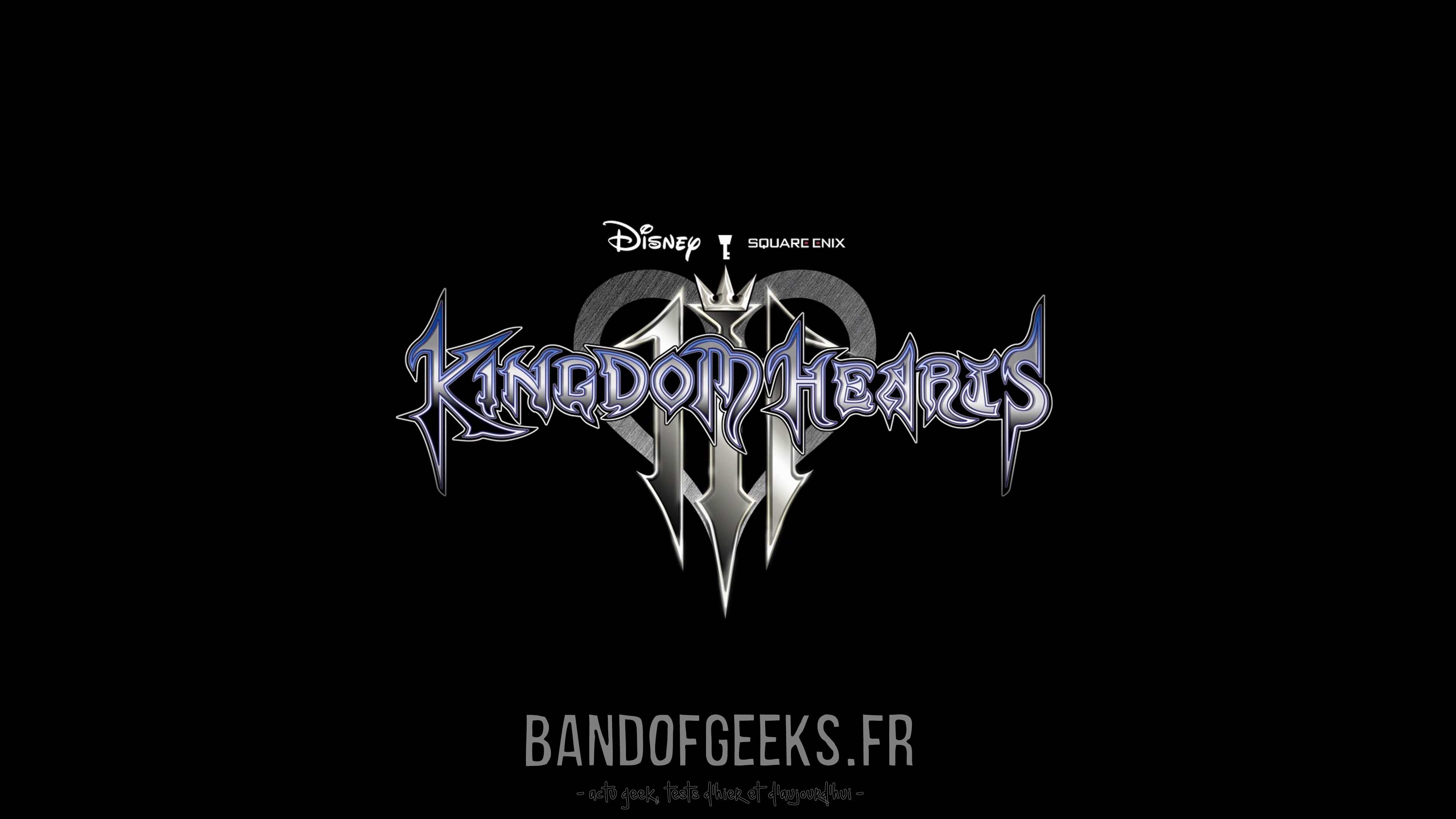 Logo Kingdom Hearts III sur fond noir