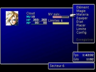 Final Fantasy VII menu
