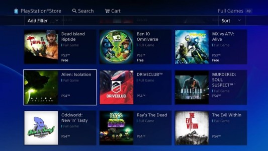 PlayStation Store PS4 jeux