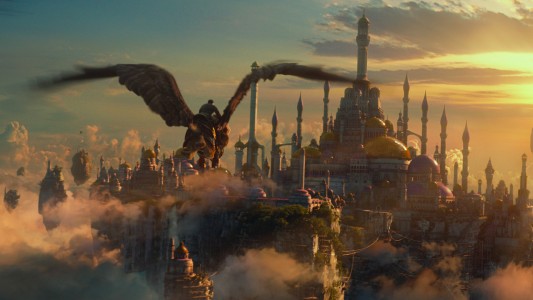 Warcraft - Le commencement Khadgar à dos de griffon arrive à Dalaran