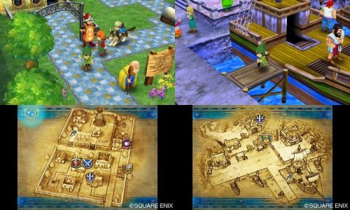 Dragon Quest VII double écran 3DS avec carte en bas