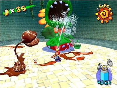Super Mario Sunshine Mario arrose une Mega-Pirhana