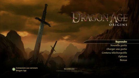 Dragon Age Origins écran titre version PlayStation 3