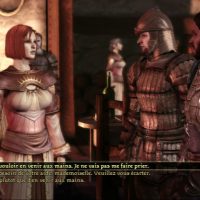 Dragon Age Origins Léliana en pleine discussion avec des gardes