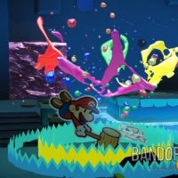 Paper Mario Color Splash Mario donne un coup de marteau dans une explosion de couleurs