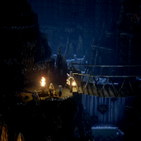 Octopath Traveler personnage dans une grotte