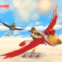 Skyward Sword Link vole sur son oiseau