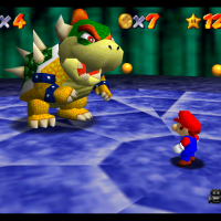 Super Mario 64 Mario face à Bowser