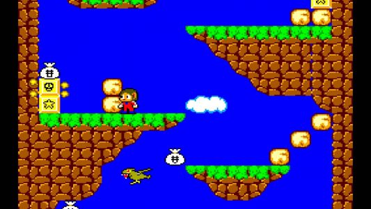 Alex Kidd in Miracle World Alex devant des rochers à briser