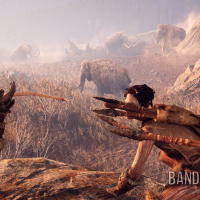 Far Cry Primal Takkar suit ses amis Wenja lors d'une chasse au mammouth