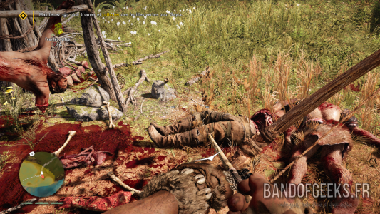 Far Cry Primal découverte d'un camp jonché de cadavres