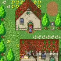 Secret of Mana le héros devant une maison du village