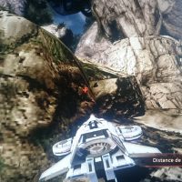 Mass Effect 2 vaisseau de Shepard coincé contre un rocher