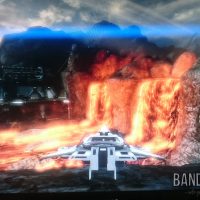 Mass Effect 2 vaisseau sur une planète entourée de lave
