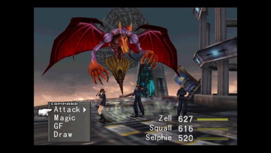 Final Fantasy VIII Squall Zell et Selphie affrontent un Boss