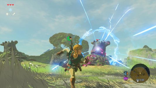 The Legend of Zelda Breath of the Wild Link esquive une attaque de Gardien