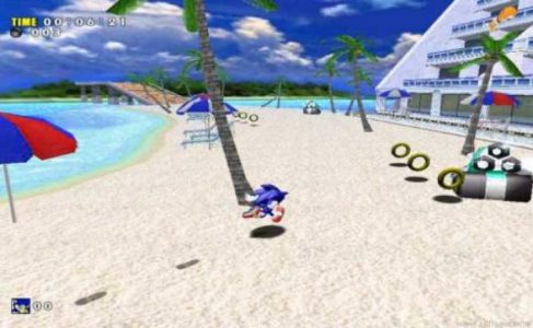 Sonic Adventure Sonic courre sur la plage