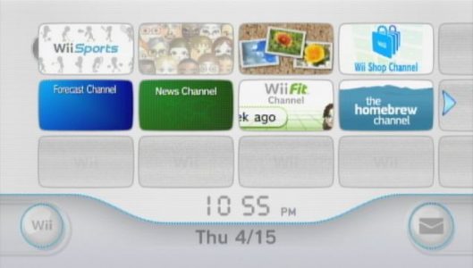 Wii écran d'accueil avec les chaînes