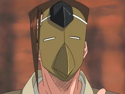 Shaman King Mikihisa Asakura en gros plan avec son masque