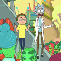 Rick et Morty Rick et Morty font des doigts d'honneur à des Aliens