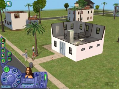 Sims 2 quelques Sims discutent devant une maison