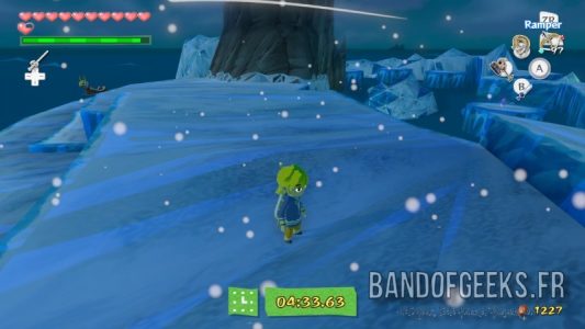 Wind Waker Link sur l'île gelée avec le timer
