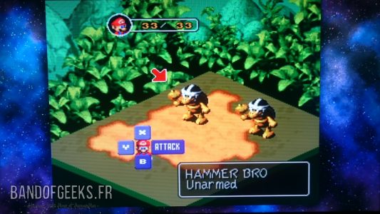Super Mario RPG Mario face aux frères Marto