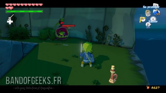 Wind Waker Link fait face à une plante carnivore
