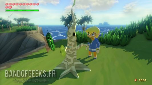 Wind Waker Link vient devant un mini arbre Mojo
