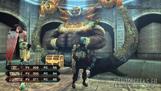 .hack//G.U. Last Recode Haséo devant la statue du dieu et le trésor