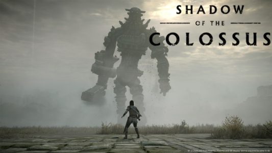 Shadow of the Colossus héros fait face à un colosse