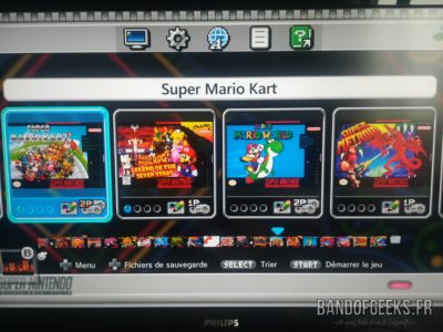 Super Nintendo Mini écran de sélection du jeu