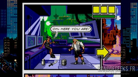 Comix Zone héros discute avec son associée