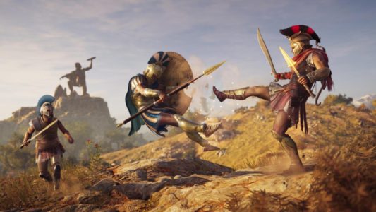 Assassin's Creed Odyssey des lutteurs se battent