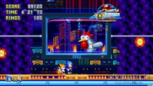 Sonic Mania Plus Sonic et Tails devant un écran