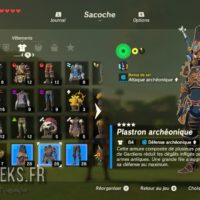Breath of the Wild inventaire armures