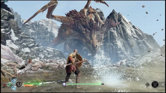 God of War Kratos affronte un dragon