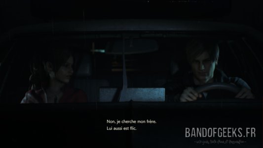 Resident Evil 2 Claire et Léon au volant d'une voiture de police