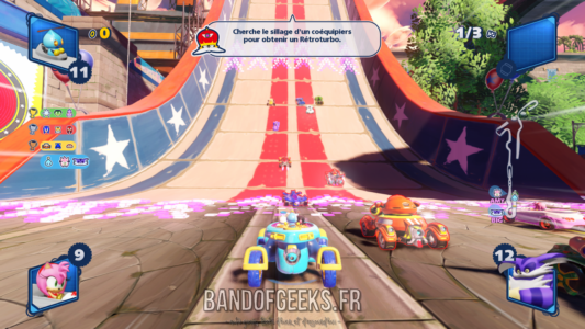 Team Sonic Racing Chao tente de doubler des adversaires