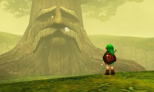 Ocarina of Time Link devant l'arbre Mojo