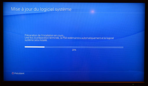 PS4 écran installation mise à jour